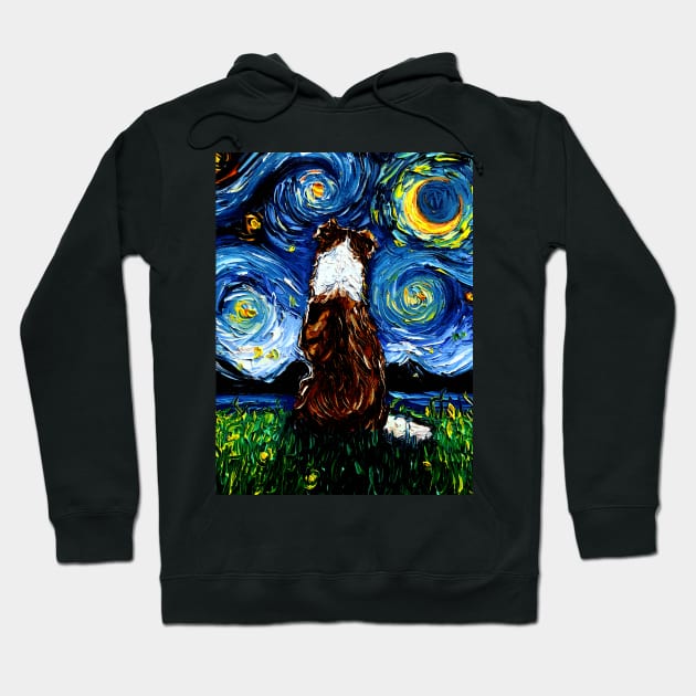 Border Collie Night 3 (Brown) Hoodie by sagittariusgallery